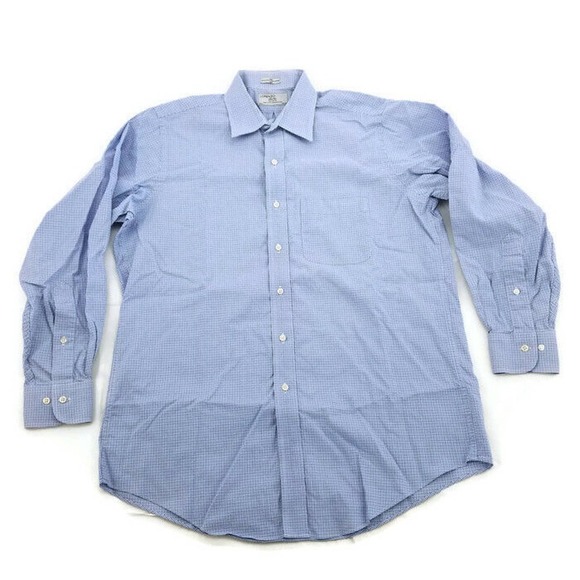 Lorenzo Uomo Mens Dress Shirt Blue/White Checkered L/S Button Up  15.5; 32/33 - Picture 1 of 10